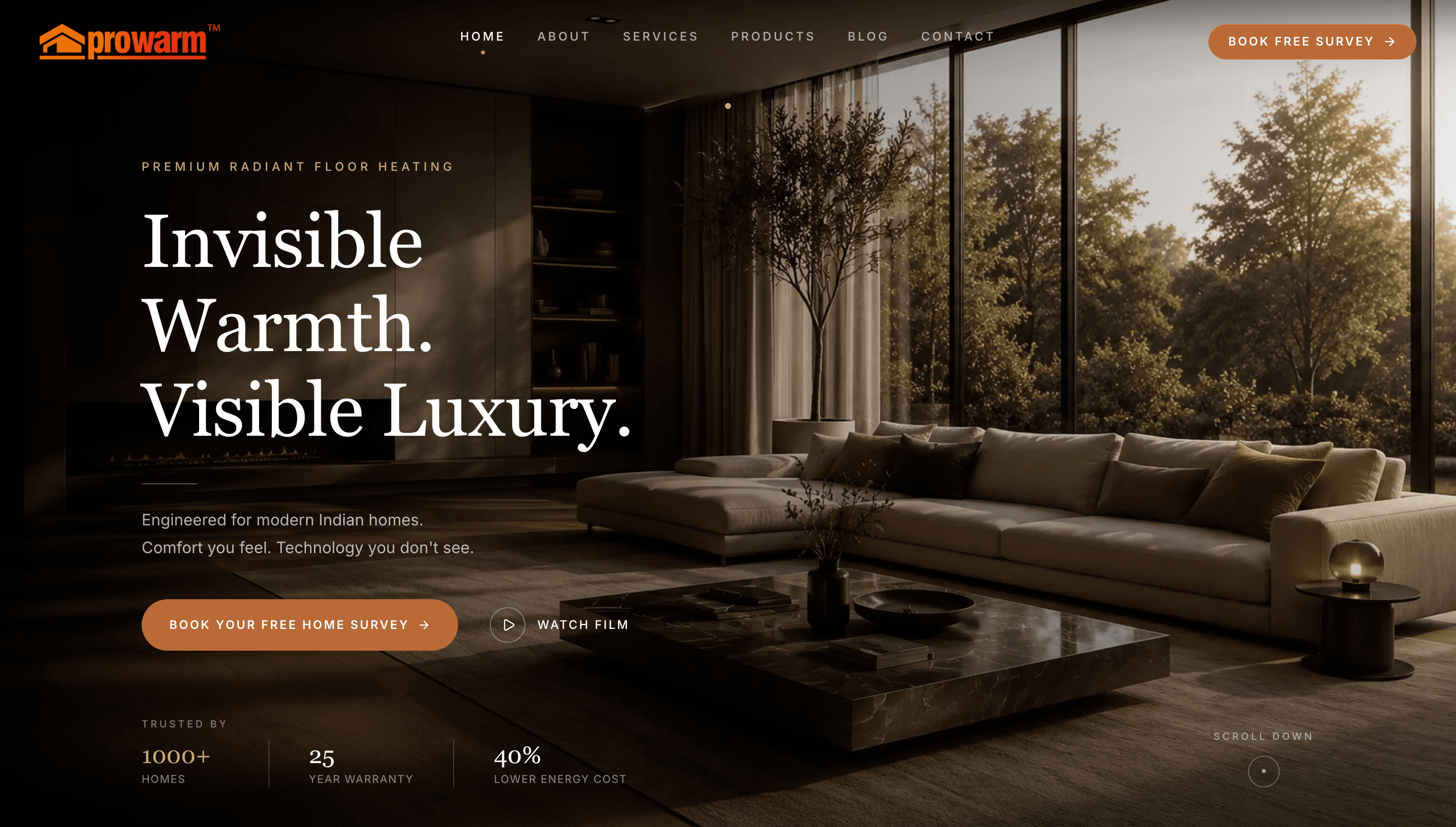 Premium brand website experience for ProWarm