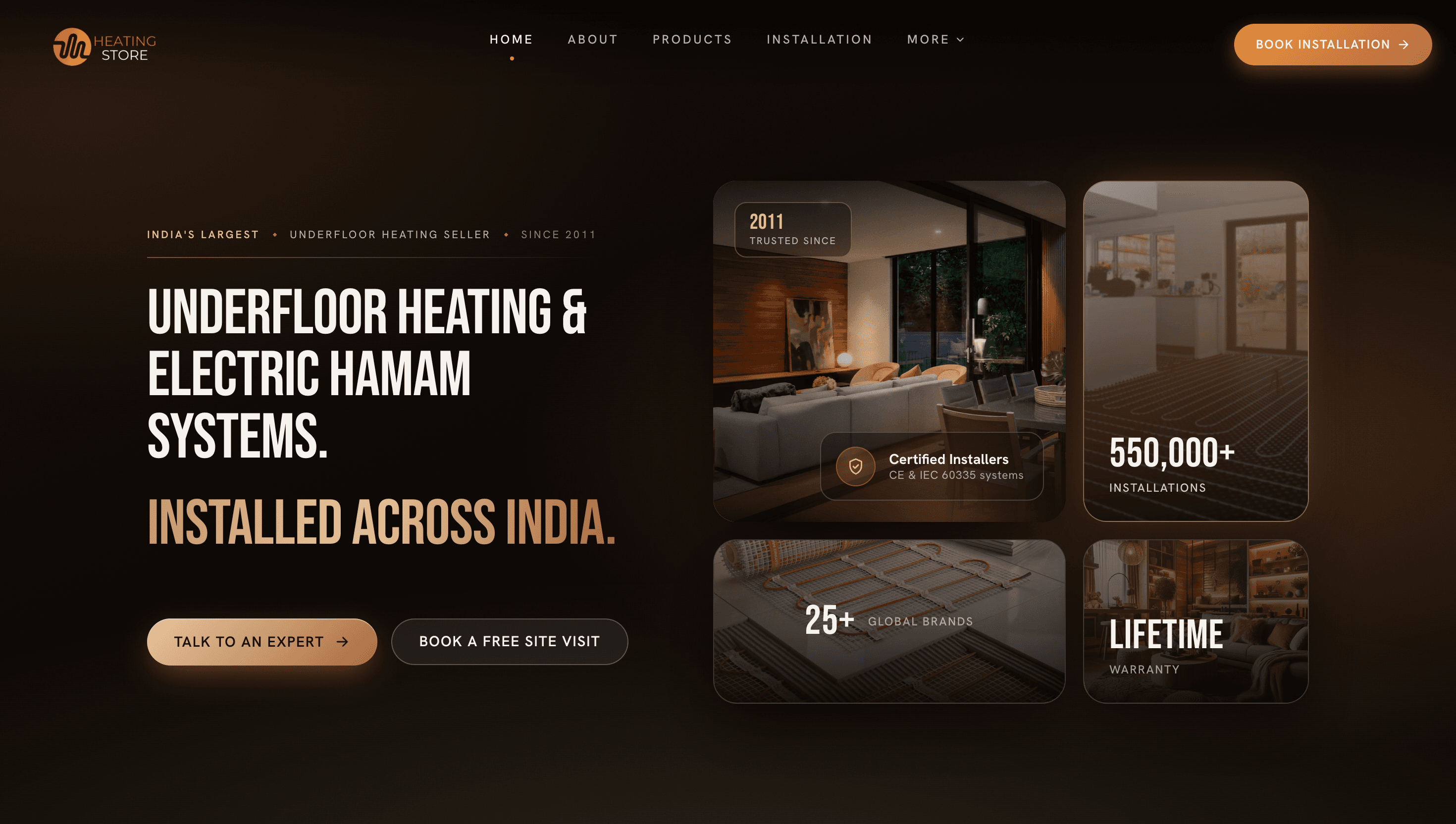 Premium underfloor heating website for The Heating Store